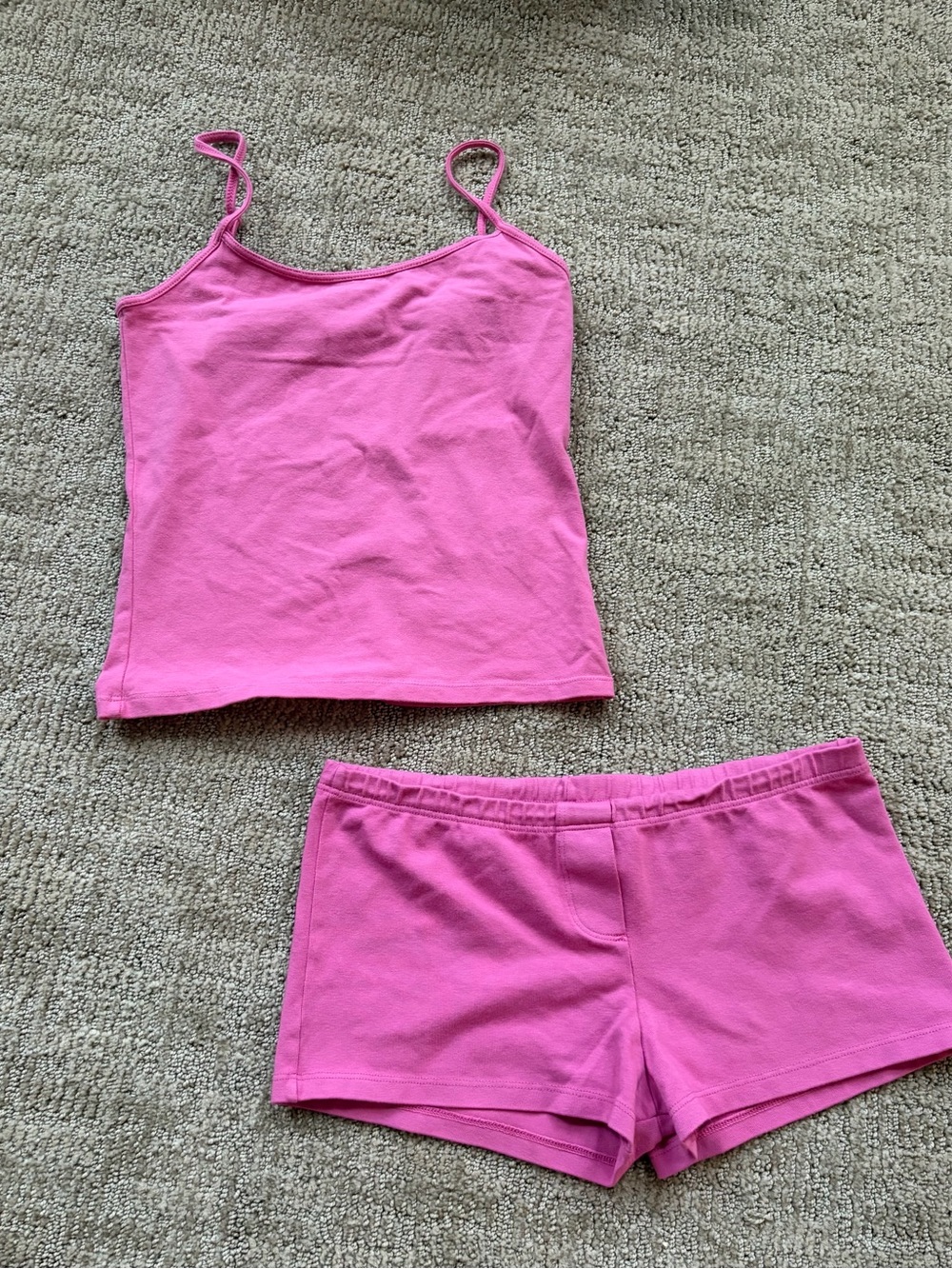 NWOT Brandy Melville Hot Pink Tank Top and Pajama Shorts Set One Size